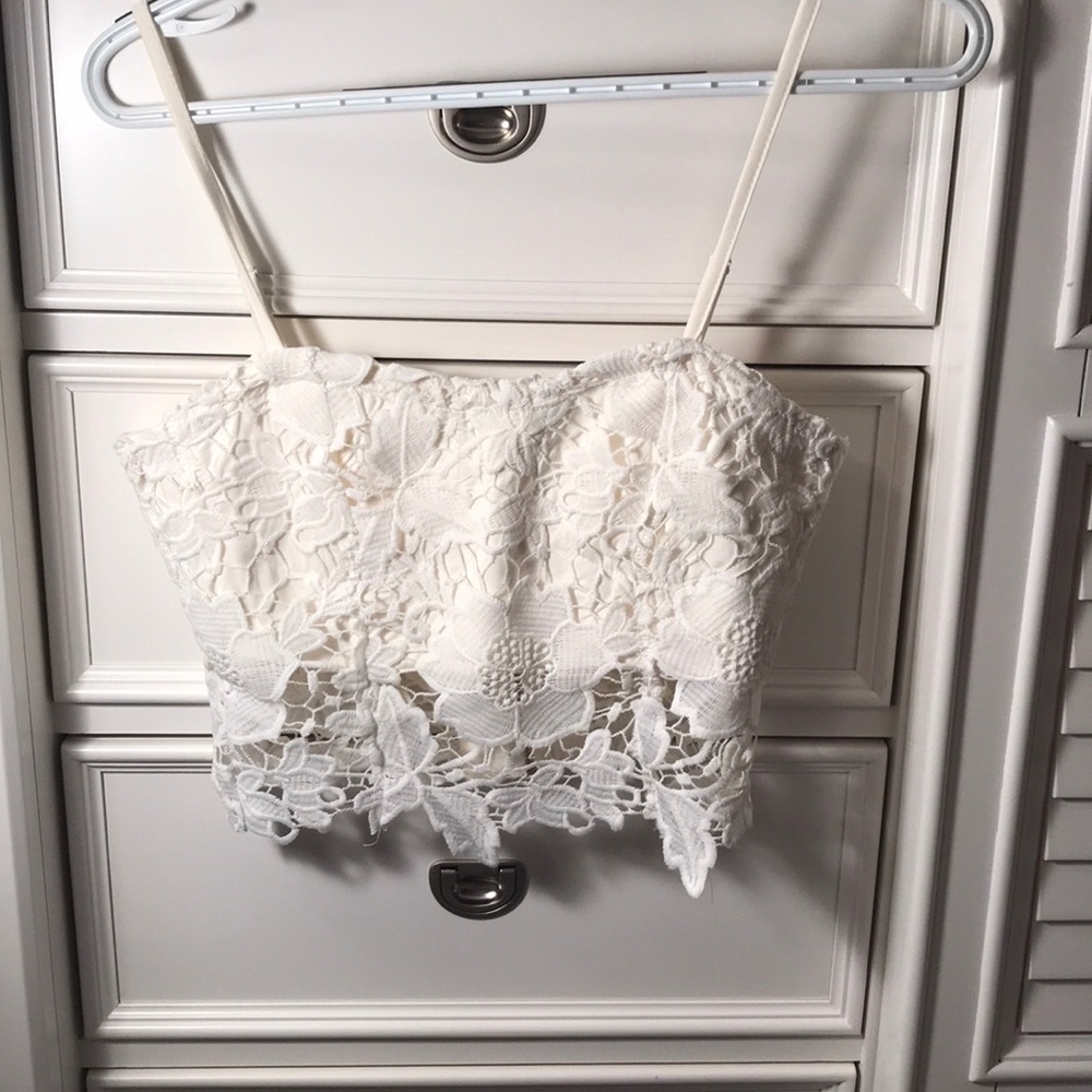 Off white lace crop top